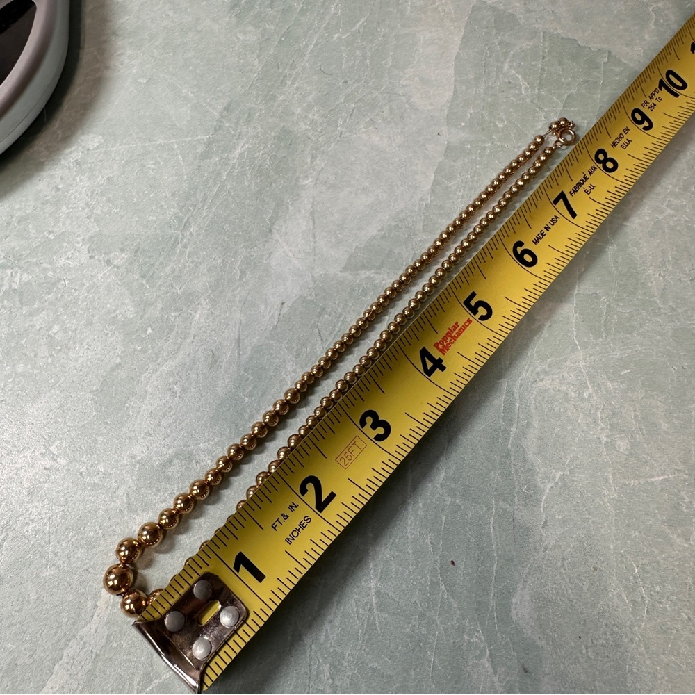 14K Gold Graduated Hollow Bead Necklace on 14K Chain 4 Grams - Picture 8 of 11